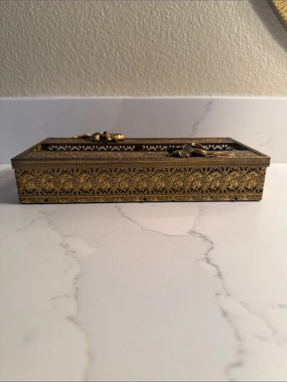 Vintage Brass Hollywood Regency Style Tissue Holder
